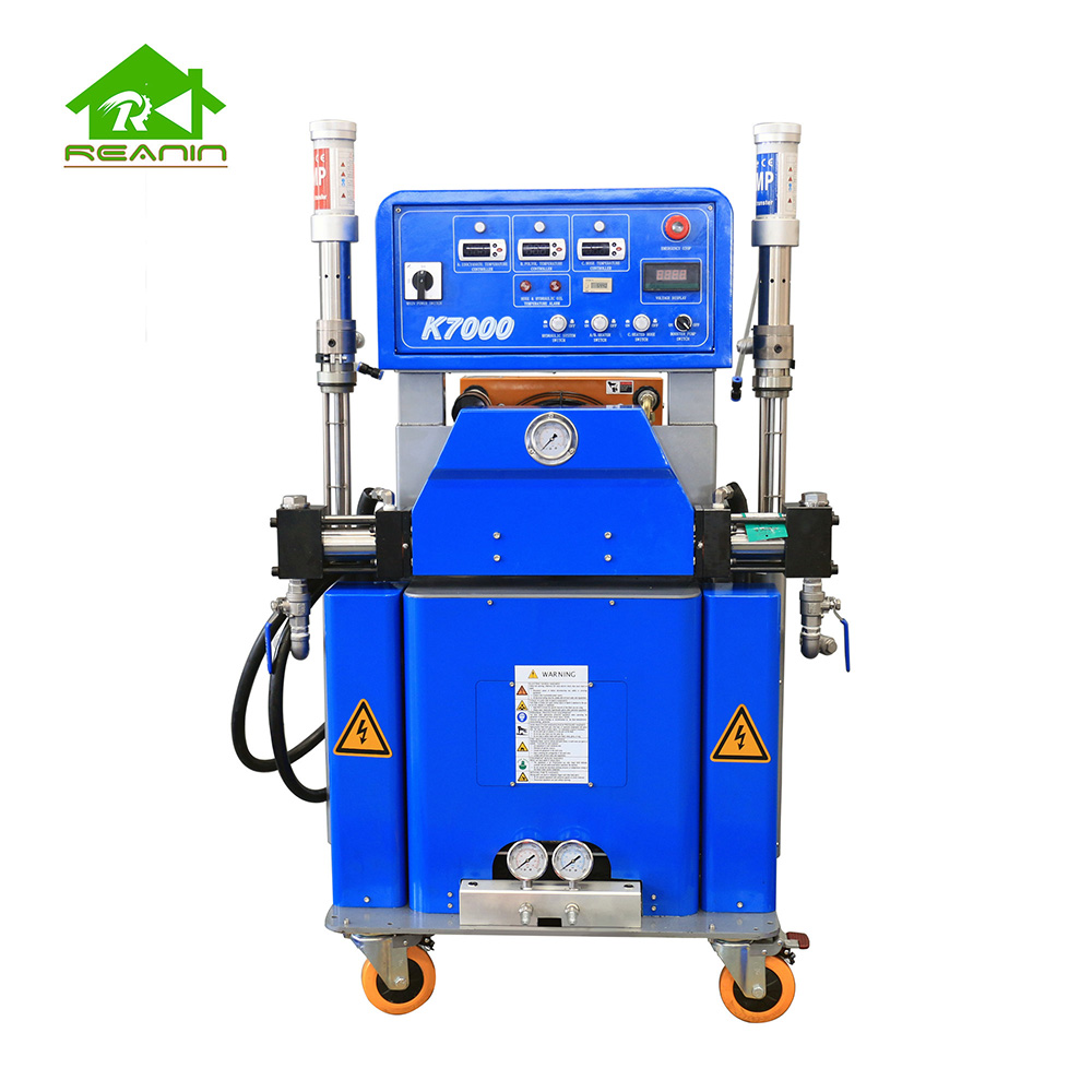Hydraulic Polyurethane Foam Spray Machine operating in a commercial cold storage facility