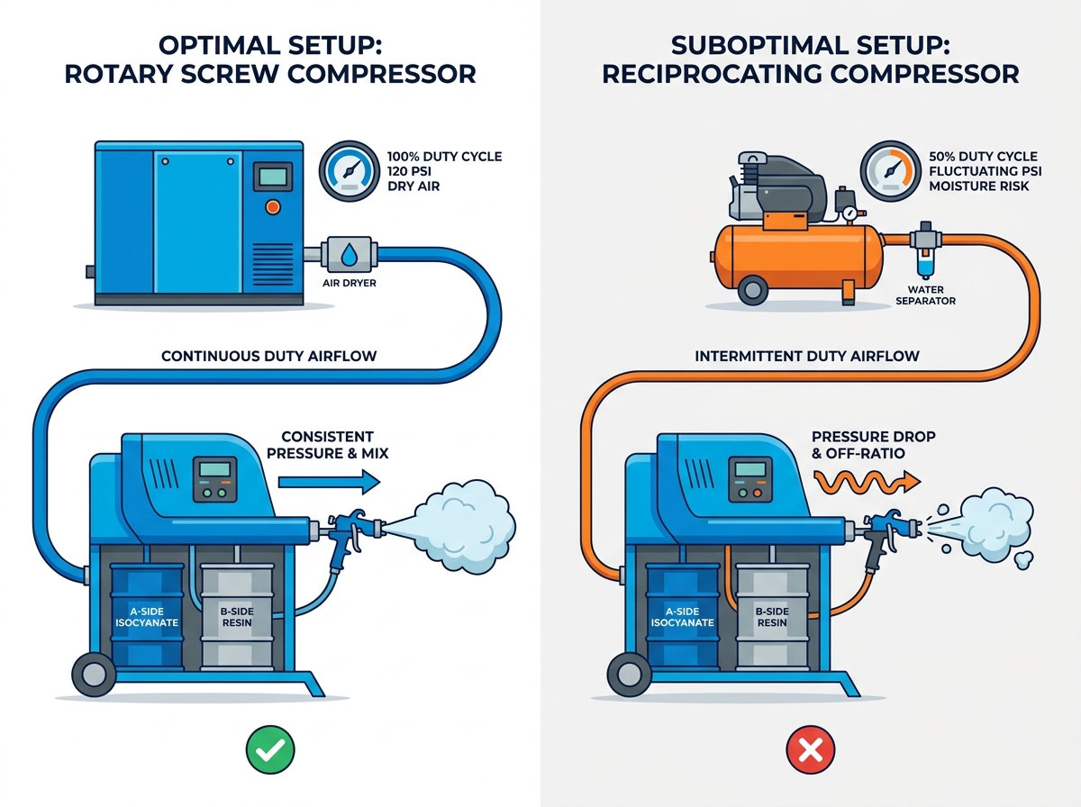 Air compressor for PU foam spray machine
